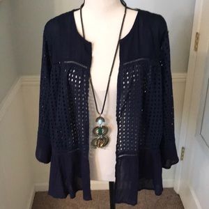 Suzanne Betro | navy eyelet cardigan